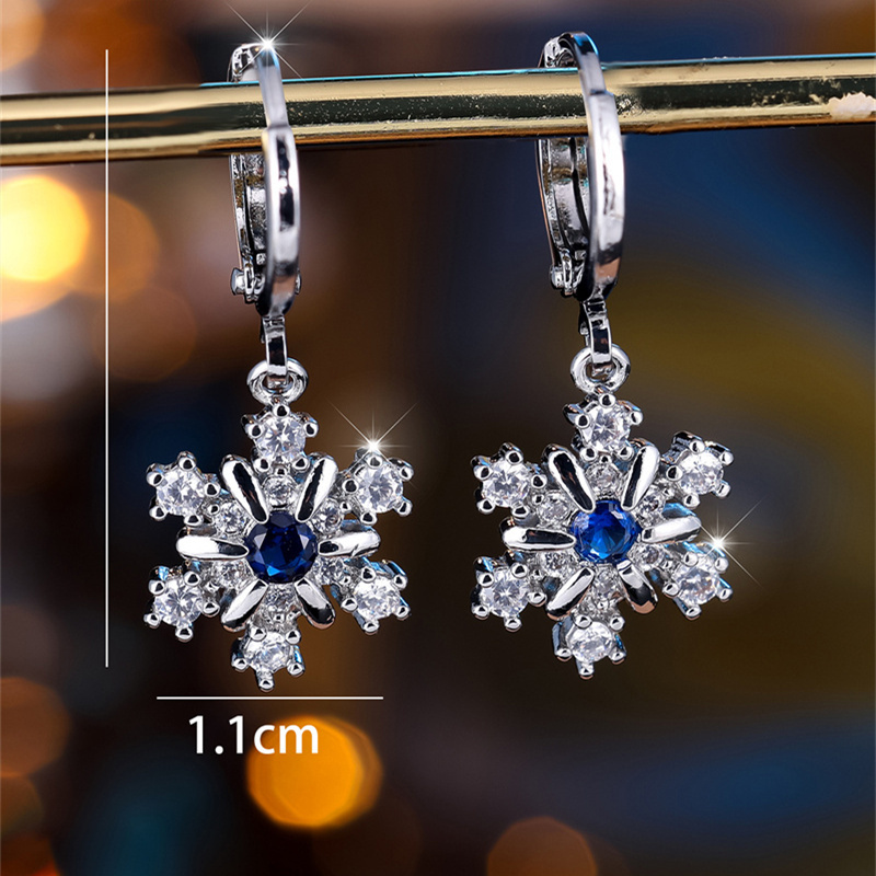 Snowflake Zirconia Drop Earrings for Christmas